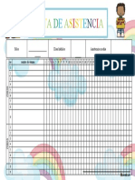 Lista de asistencia escolar con datos de alumnos y días hábiles del mes