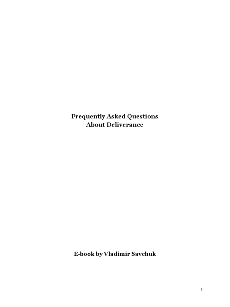 Frequently Asked Questions On Deliverance PDF Deliverance Ministry