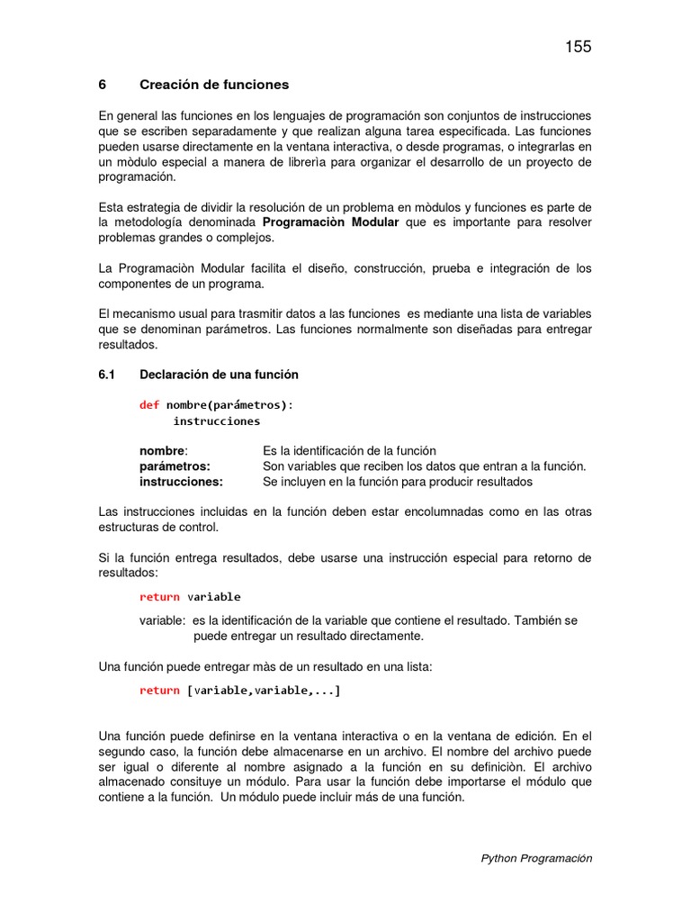 Creación y uso de funciones en Python | PDF | Python (lenguaje de ...