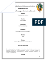 Informe de Educacion Popular en Honduras, Educacion Popular. 20.