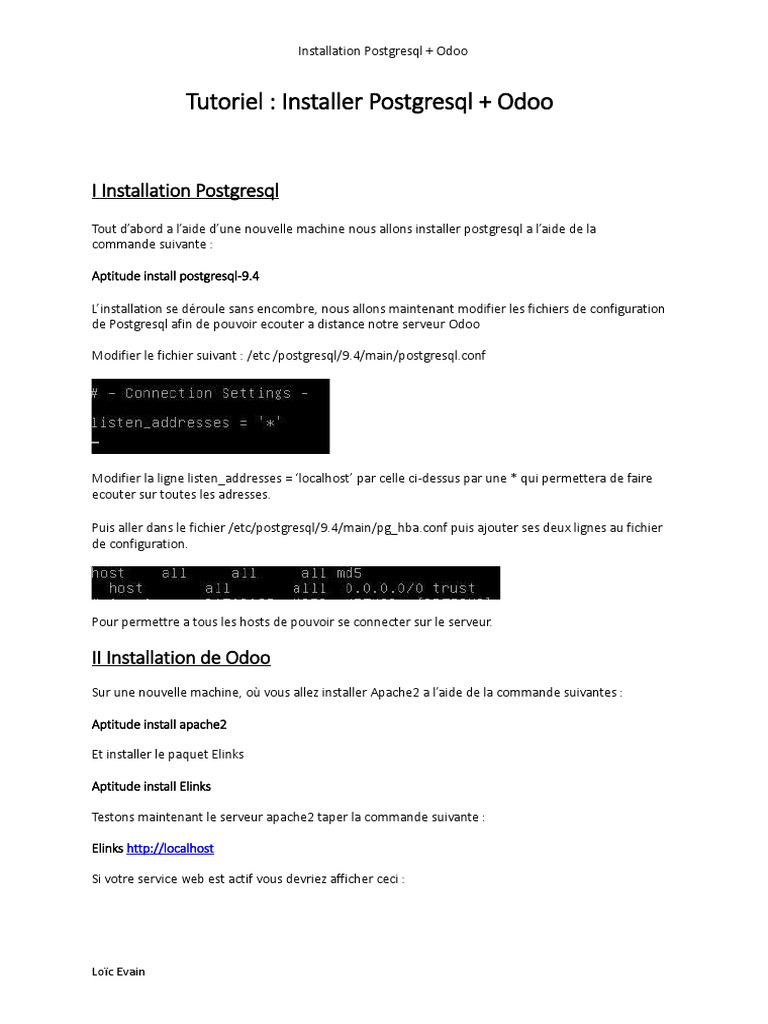 Tutoriel: Installer Postgresql + Odoo | PDF | Mot de passe | Serveur proxy