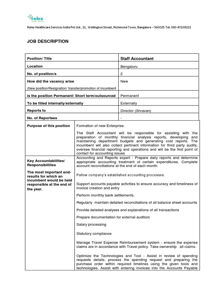 Staff Accountant | PDF | Accounts Payable | Audit