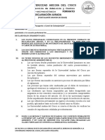 Universidad Andina Del Cusco Formato de Declaración Jurada: Dirección de Admisión y Centro Pre-Universitario