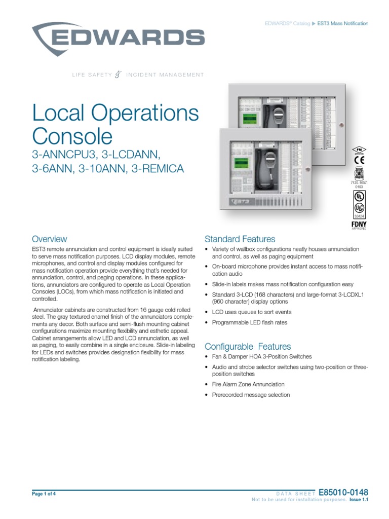 E85010-0148 - EST3 Local Operations Console | PDF | Manufactured Goods ...