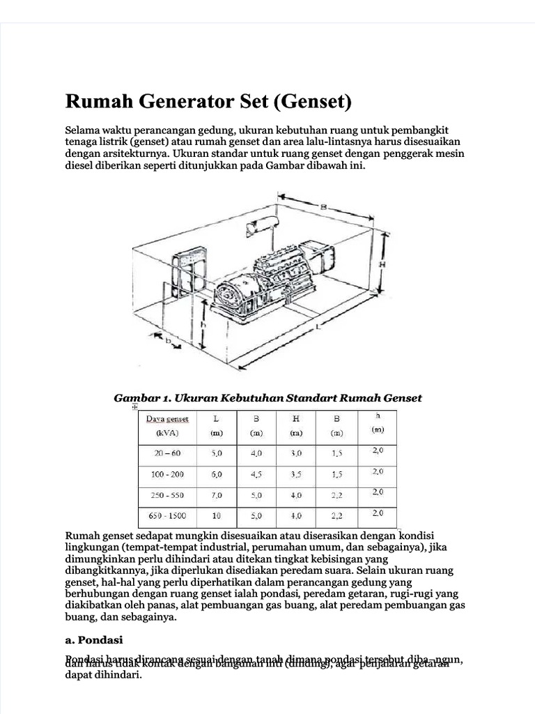 PDF Kebutuhan Ruang Genset - Compress | PDF