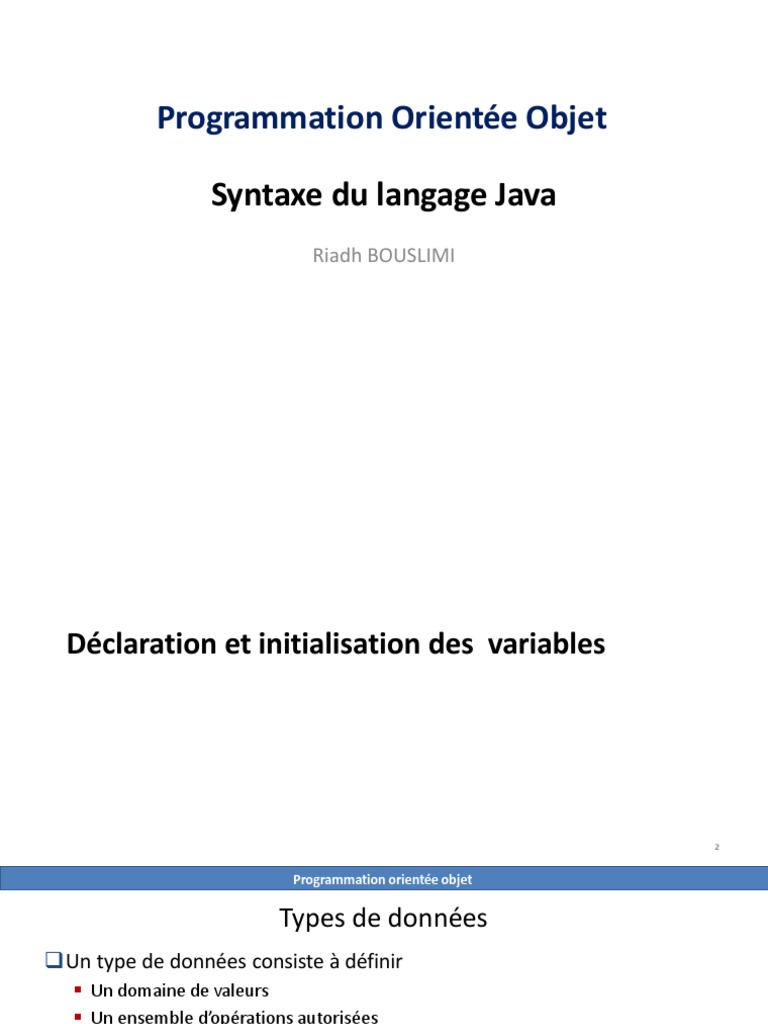 Syntaxe Java et Types Primitifs | PDF | Structure de contrôle | Java ...