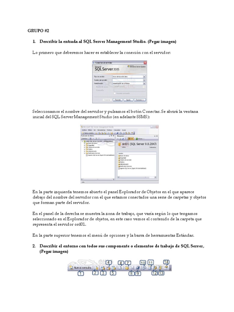 Introducción a SQL Server Management Studio | PDF | Servidor SQL de ...
