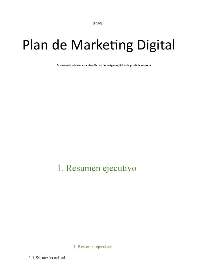 Plan de Marketing Digital Plantilla | PDF | Marketing | Análisis FODA