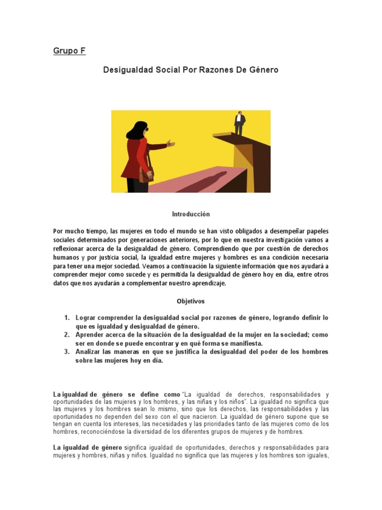 Desigualdad de Género: Causas y Efectos | PDF | Desigualdad social ...