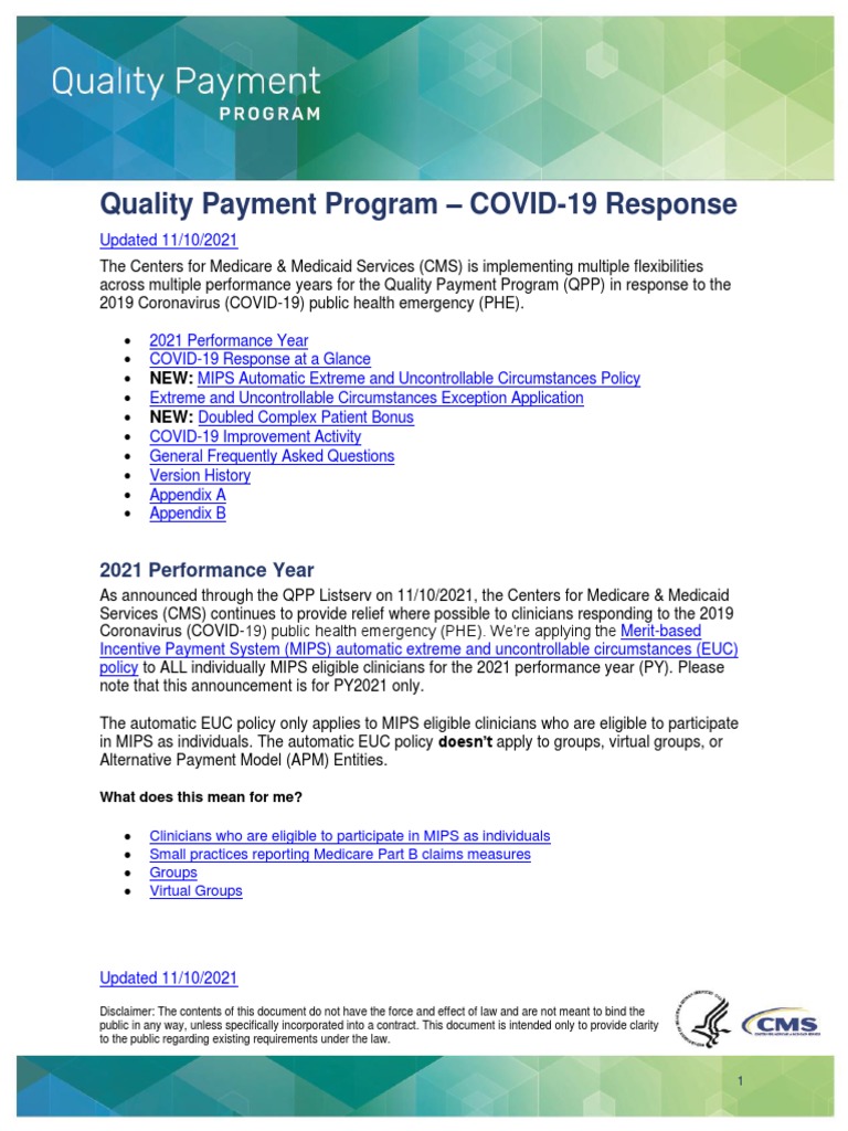COVID-19 Impact on Quality Payment Program | PDF | Clinical Trial ...