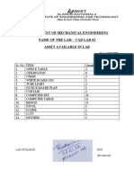 Department of Mechanical Engineering Name of The Lab: - Cad Lab-02 Asset Available in Lab