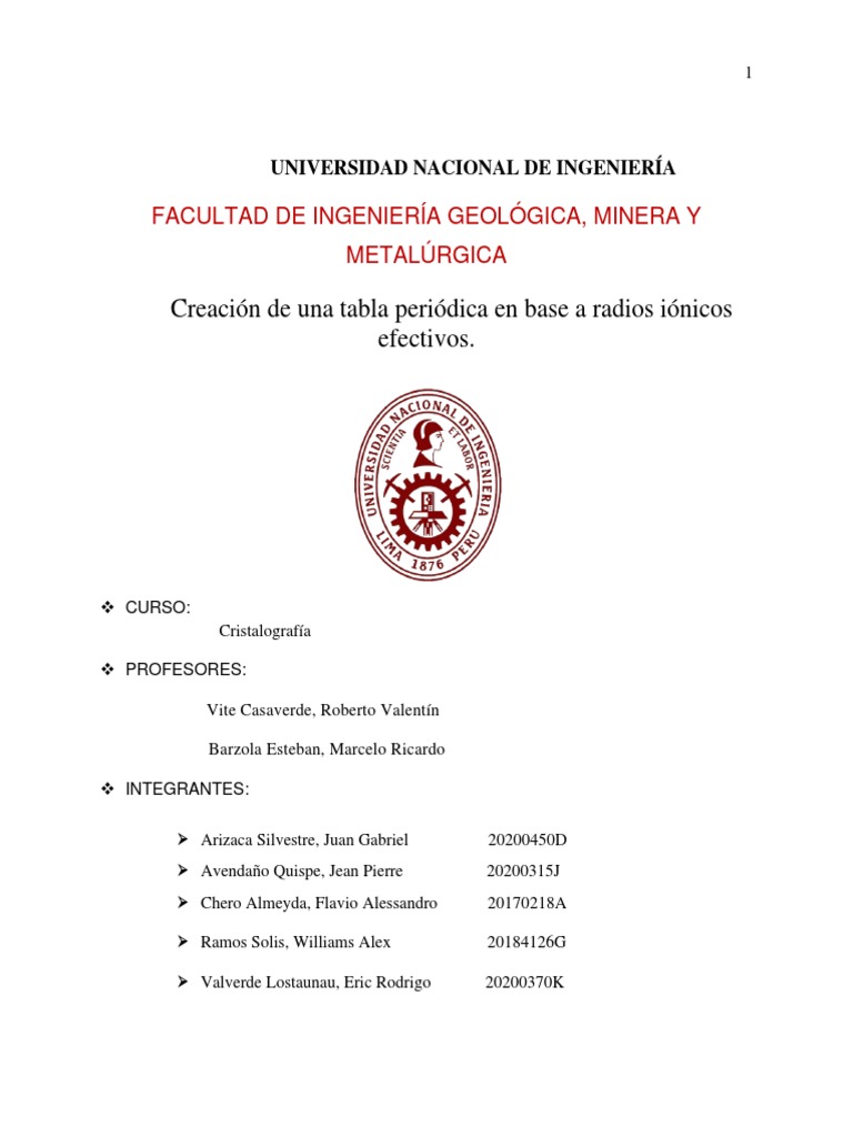 Tabla Periódica Con Radios Iónicos Efectivos | PDF | Enlace químico ...