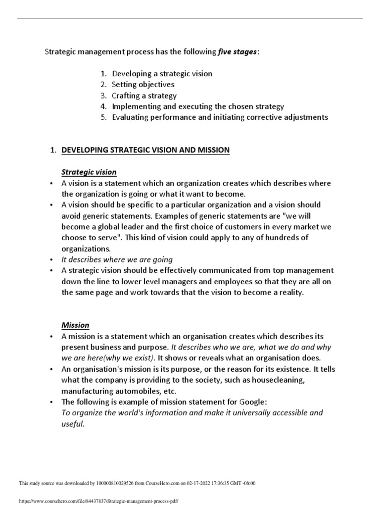 Strategic Management Process PDF | PDF | Strategic Planning | Employment