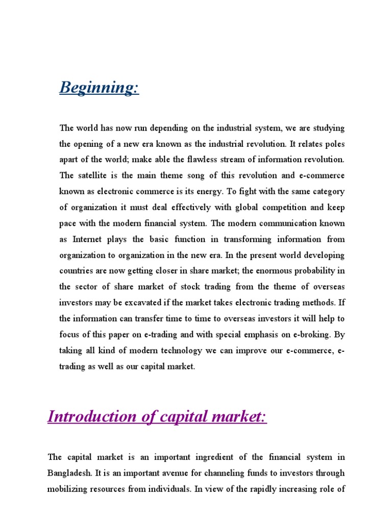 Beginning:: Introduction of Capital Market | PDF | Financial Markets ...