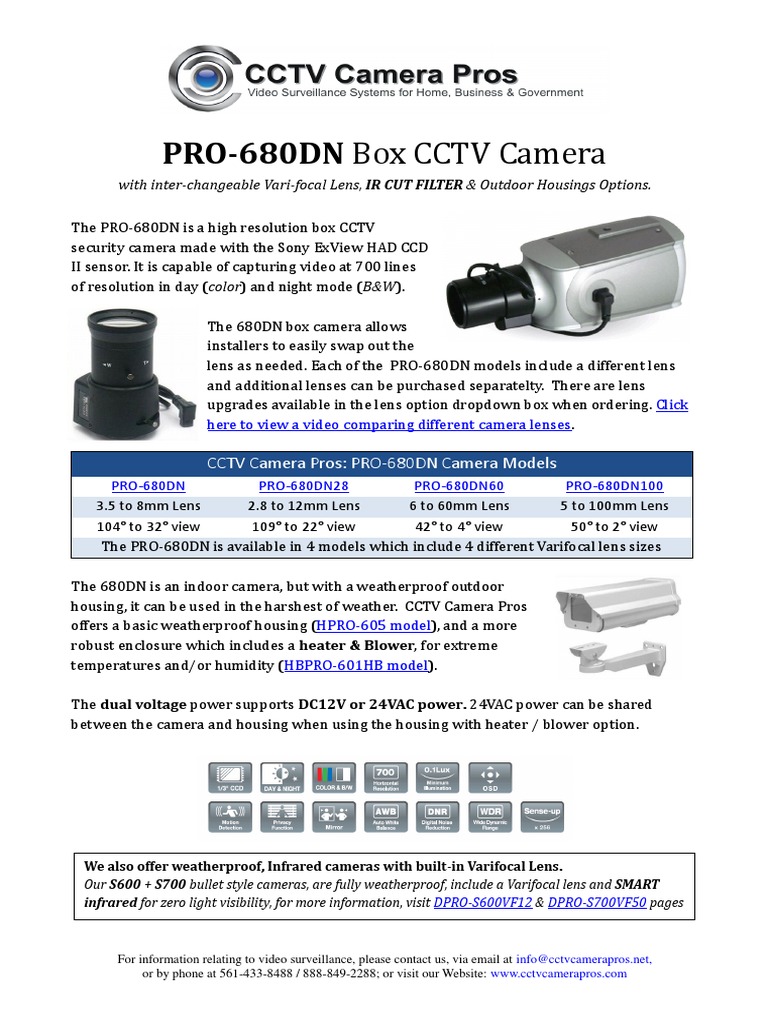PRO-680DN CCTV Camera Overview | PDF | Camera | Video