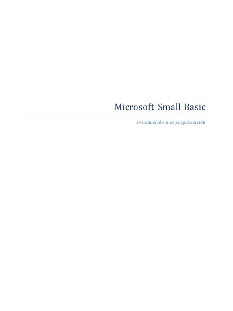 Introduccion A Small Basic | PDF | Básico | Programación de computadoras