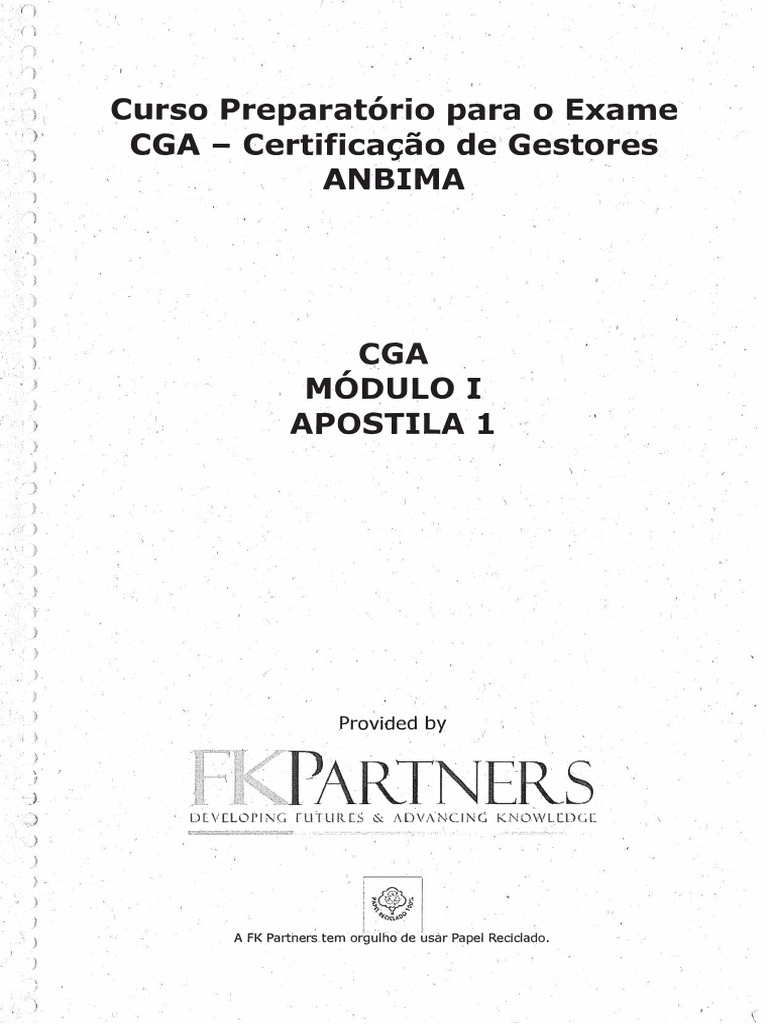 Curso Preparatório CGA ANBIMA | PDF