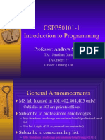 CSPP50101-1 Introduction To Programming: Professor: Andrew Siegel