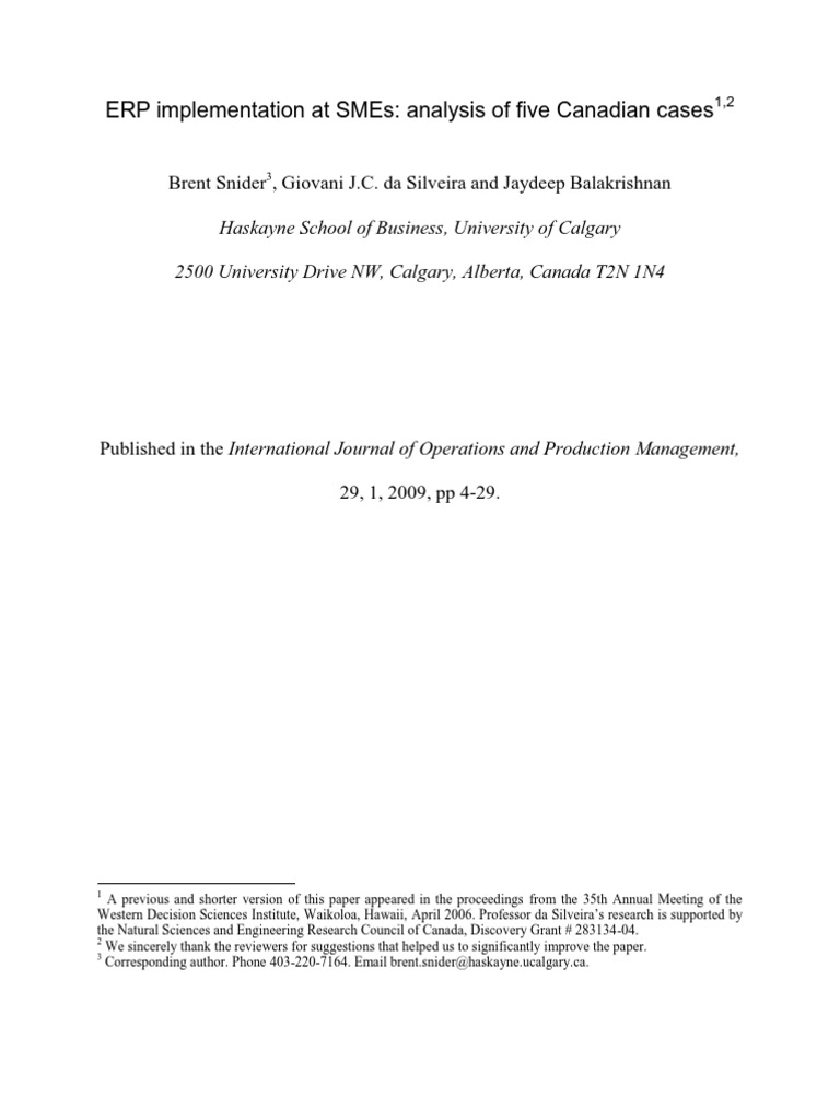 ERP Implementation Study | PDF | Data Analysis | Enterprise Resource