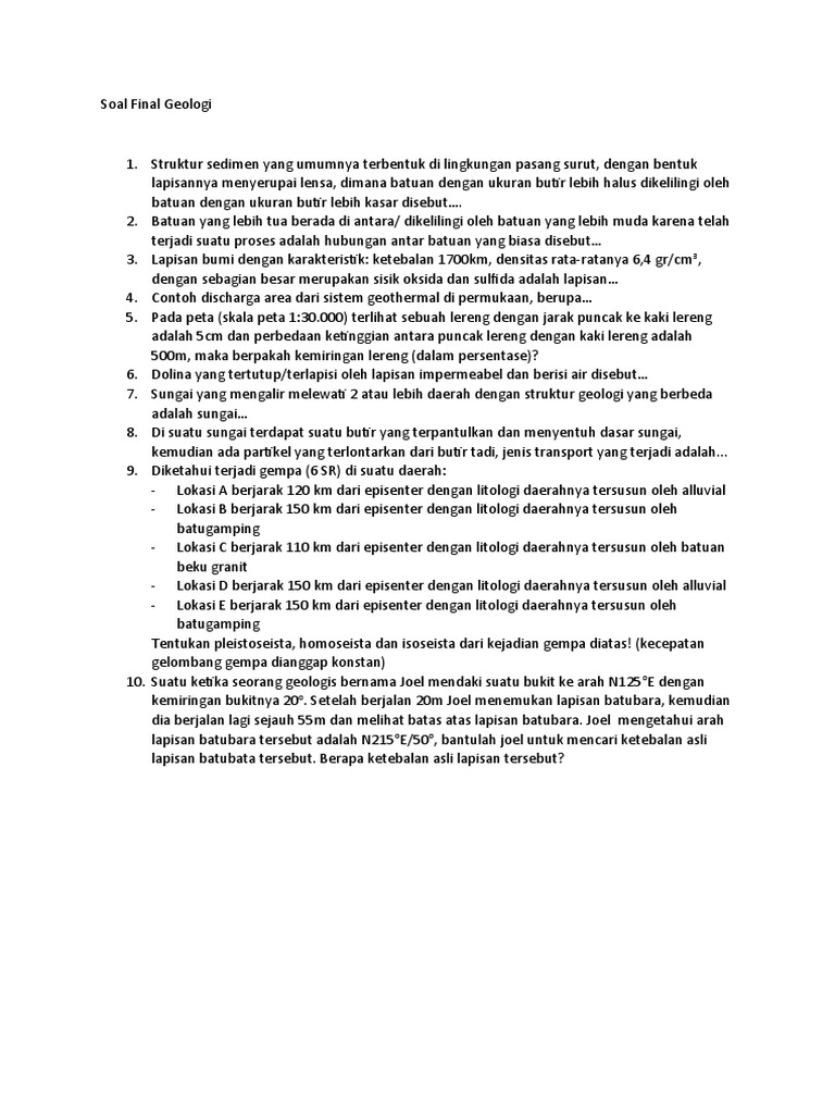 Soal Final Iskat Geologi | PDF