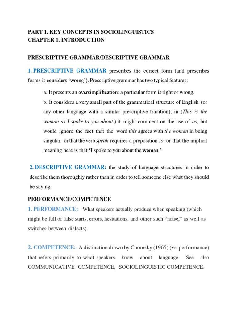 Part 1. Key Concepts in Sociolinguistics Chapter 1. Introduction | PDF ...