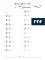 Multiplying Fractions (A) : Name: Date: Score: /20 Multiply