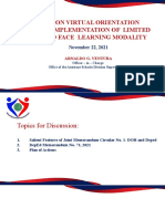 Division Virtual Orientation On The Implementation of Limited Face To Face Learning Modality