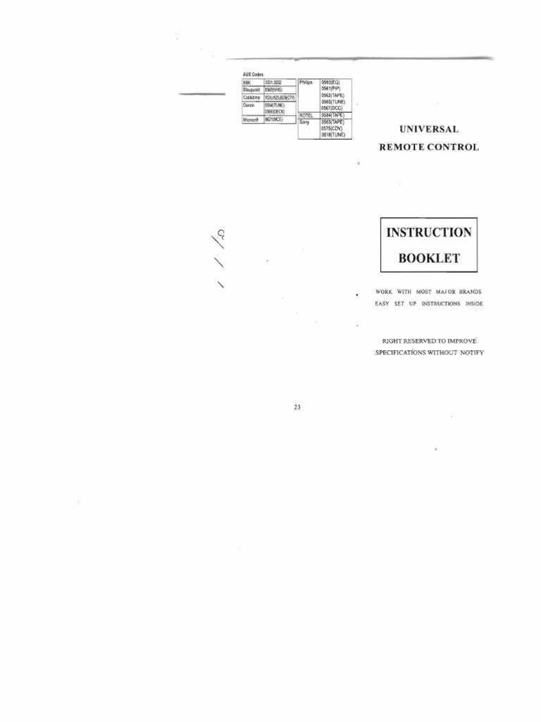 Av 10 Universal Remote Control Manual | PDF | Consumer Electronics