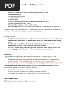 1 EL 104 - Language Programs and Policies in Multilingual Societies