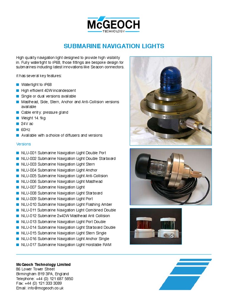 Mcgeoch Submarine Navigation Lights Submarine Navigation Lights