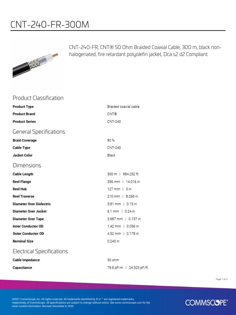 CNT-240-FR-300M Product Specifications | PDF | Coaxial Cable ...