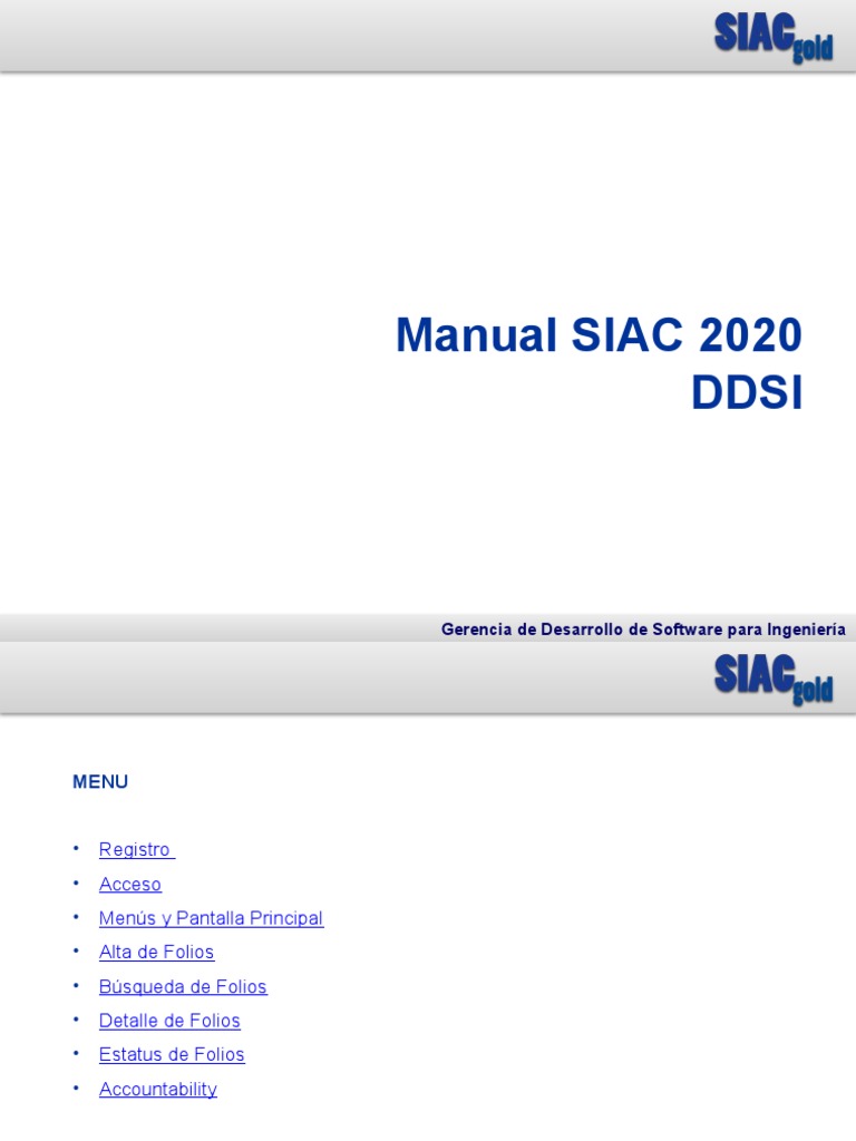 Manual SIAC 2020: Gestión de Folios | PDF | Ingeniería de software ...
