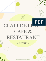 Clair de Lune Cafe & Restaurant: - Menu