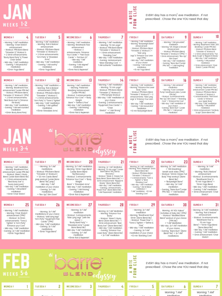 Exercises Barre Blend Schedule Elise Joan Fitness Year Barre