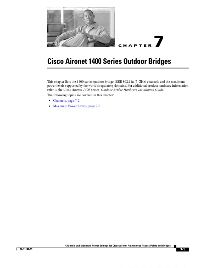 Cisco Aironet 1400 Series Outdoor Bridges: Channels, Page 7-2 Maximum ...