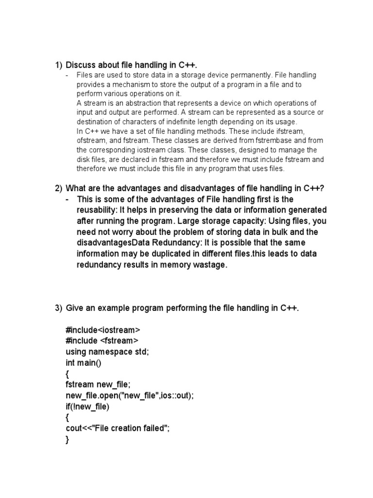 File Handling in C++ | PDF