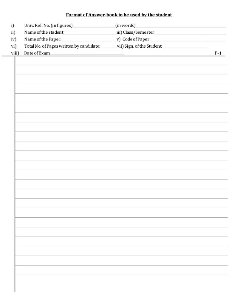 Answer Sheet Format KUK | PDF