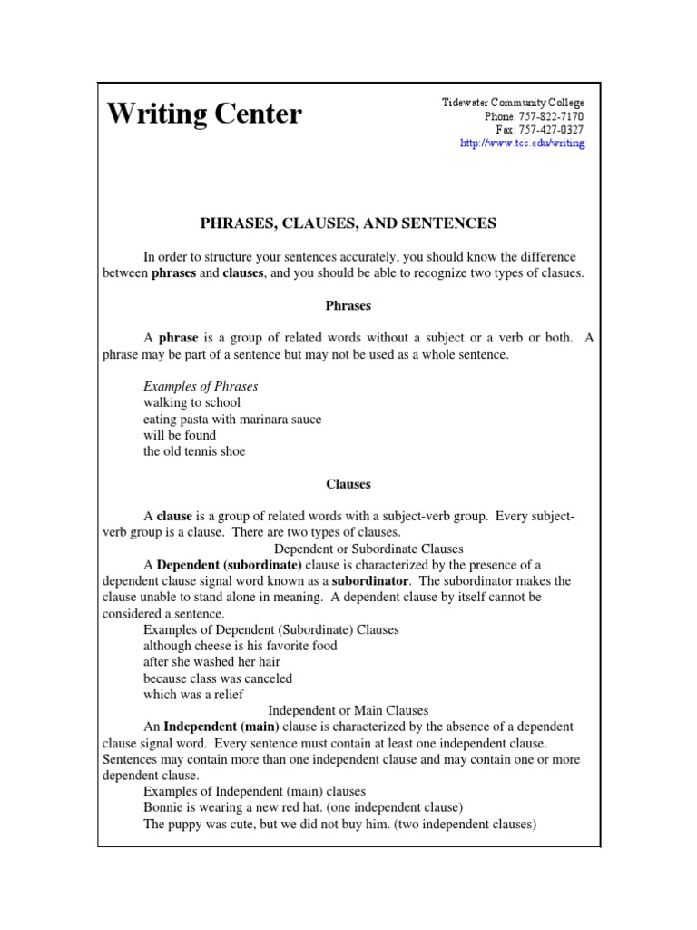 CLAUSES AND PHRASES visual data 2