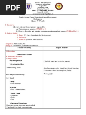 Detailed Lesson Plan in Kindergarten, Quarter 4, Week 2