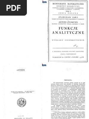 ミィ Saks S. - Funkcje Analityczne | PDF