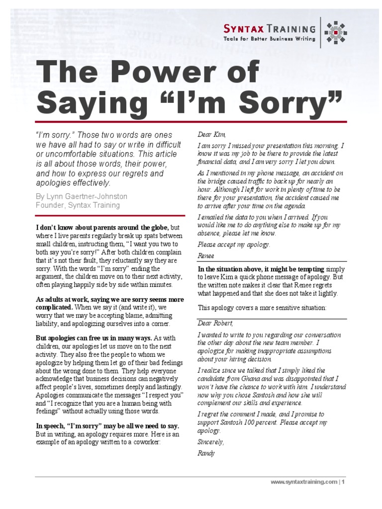 Power of Saying Sorry Download Free PDF Communication(01)
