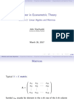 A Primer in Econometric Theory: Lecture 2: Linear Algebra and Matrices