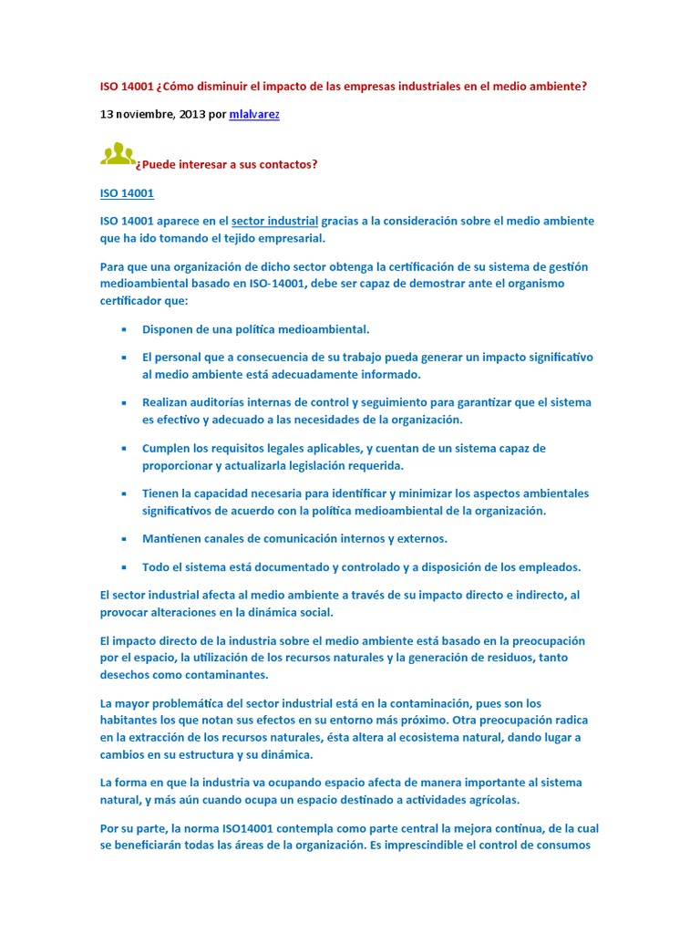 Iso 14001 | PDF | Business | Entorno natural