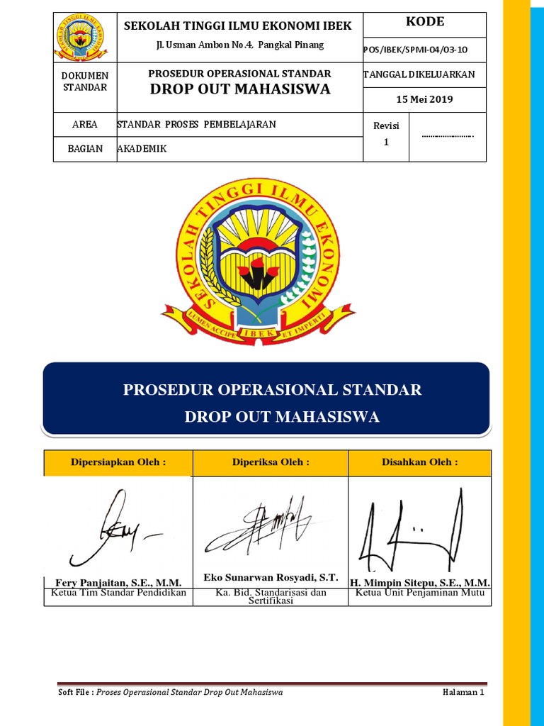 Prosedur Drop Out Mahasiswa IBEK | PDF