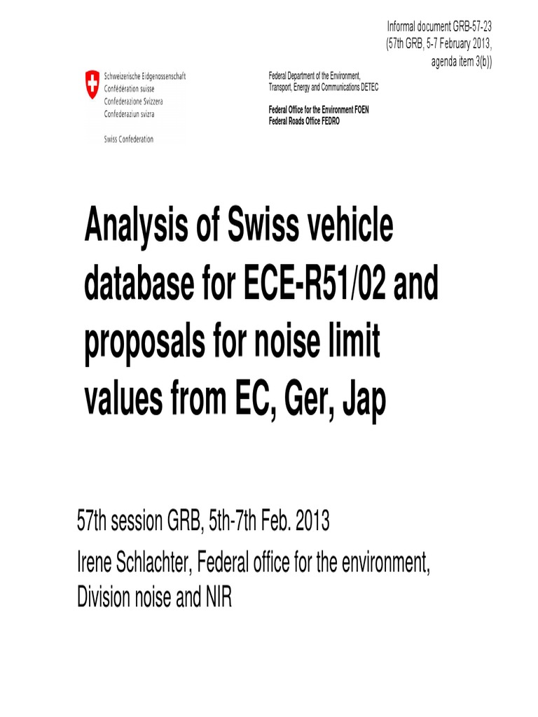 Swiss Vehicle Noise Analysis ECE-R51 | PDF
