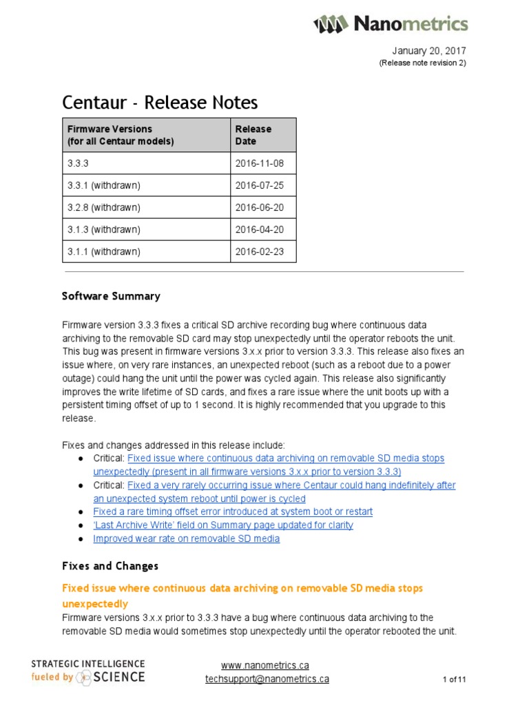 Centaur Firmware 3.3.3 Release Notes | PDF | Booting | World Wide Web