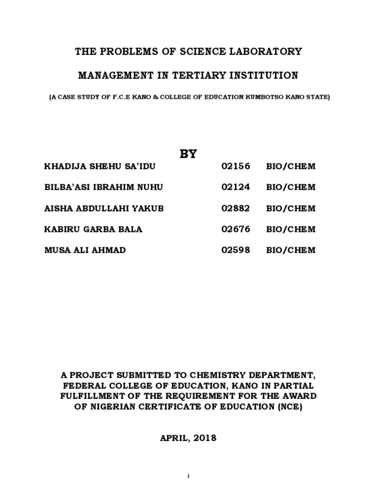 The Problems of Science Laboratory Management in Tertiary Institution ...