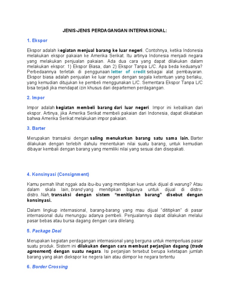 Jenis Jenis Perdagangan | PDF