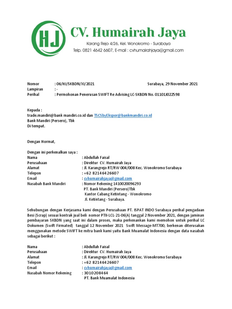  new re swift lc mandiri ke muamalat cv humairah pdf