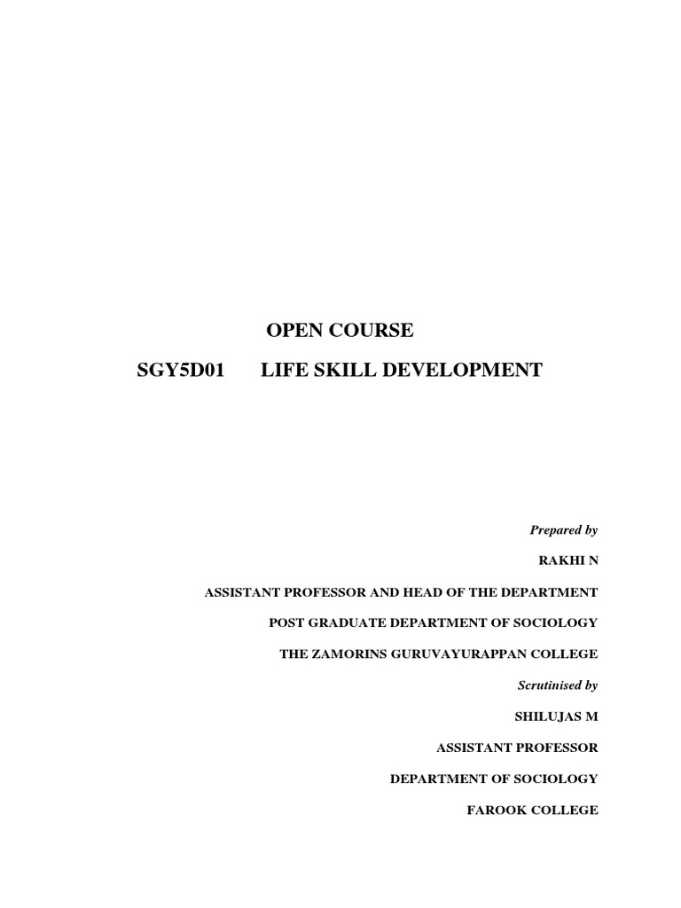 Life Skill Development Overview | PDF | Emotional Intelligence | Self ...